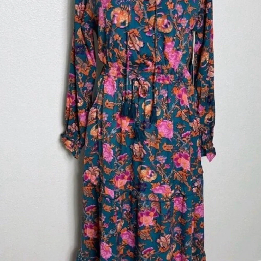 Anthropologie Blue and Pink Floral Maxi Dress - Picture 6 of 9